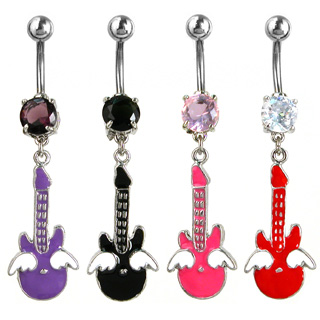 Piercing nombril guitare  ailes blanches