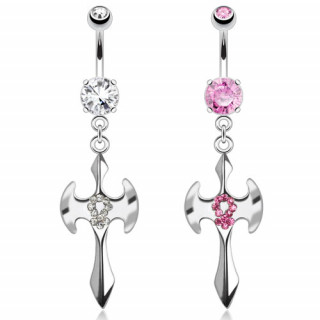 Piercing nombril hache avec symbole fminin