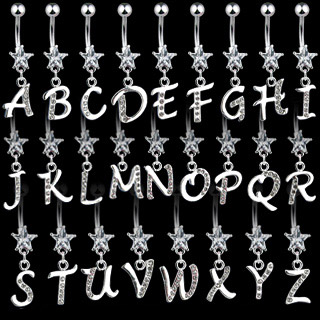 Piercing nombril lettre prnom  pierres claires