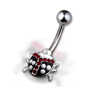 Piercing nombril coccinelle serti