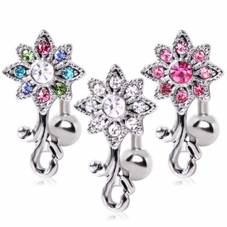 Piercing nombril inversé à fleur majestueuse