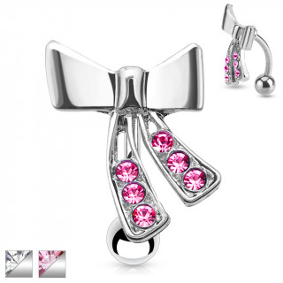 Piercing nombril invers  ruban pav de gemmes