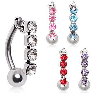 Piercing nombril invers  strass ronds suspendus