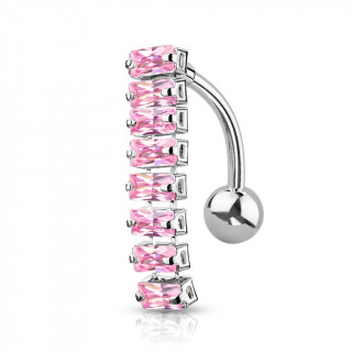 Piercing nombril invers  chenille de strass - Rose