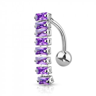Piercing nombril inversé à chenille de strass - Violet Tanzanite