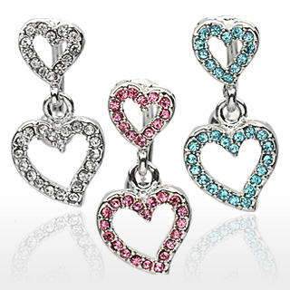 Piercing nombril invers� coeurs strass