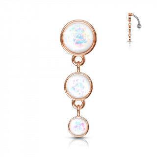Piercing nombril invers cuivr  trio de bulles d'opale