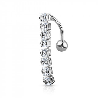 Piercing nombril invers  fine chenille de zirconiums - Clair