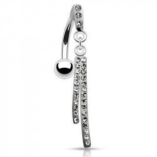 Piercing nombril invers� � lignes de strass