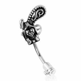 Piercing nombril invers  pistolet rvolver ancien