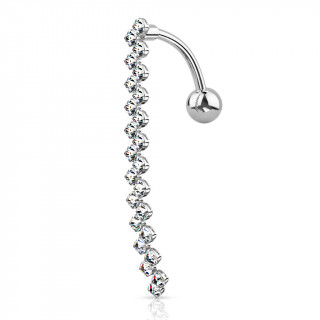 Piercing nombril invers  zigzag de strass