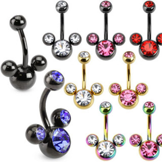 Piercing nombril ionis avec trio de bulles