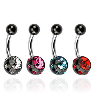 Piercing nombril ionis noir  boule sertie