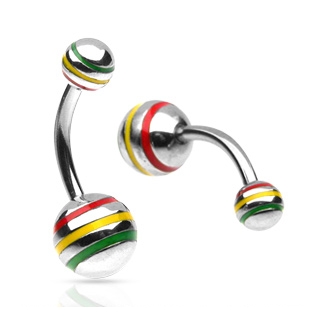 Piercing nombril Jamaican Stripe Balls