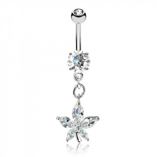 Piercing nombril  jolie fleur en pendentif