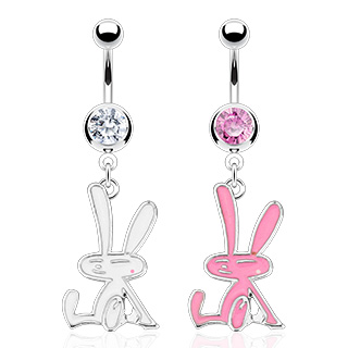 Piercing nombril lapin assis