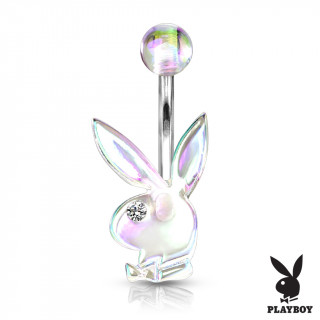 Piercing nombril lapin Playboy acrylique serti - Clair