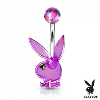 Piercing nombril lapin Playboy acrylique serti - Pourpre