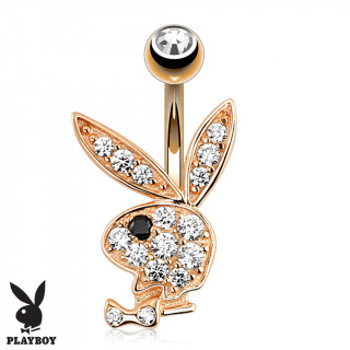 Piercing nombril lapin Playboy cuivr multi-strass