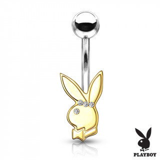 Piercing nombril  lapin Playboy dor serti (officiel)
