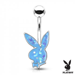 Piercing nombril Lapin Playboy Opale (officiel) - Bleu aqua