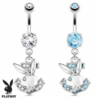 Piercing nombril lapin Playboy sur ancre de marine  strass