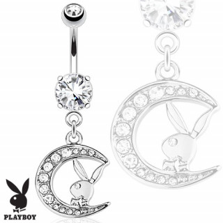 Piercing nombril lapin Playboy sur lune  strass