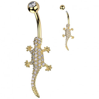 Piercing nombril lzard chic dor pav de zirconiums