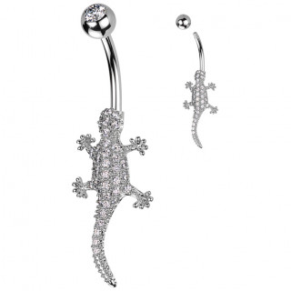 Piercing nombril lzard chic pav de zirconiums