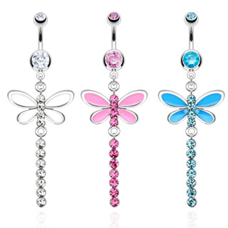 Piercing nombril libllule pastel sertie