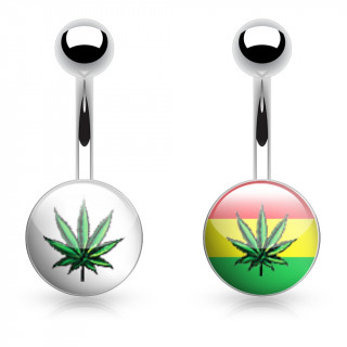 Piercing nombril logo feuille cannabis