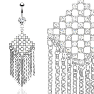Piercing nombril losange de pierres