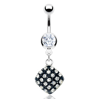 Piercing nombril losange noir serti