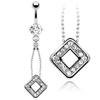 Piercing nombril losange pav�