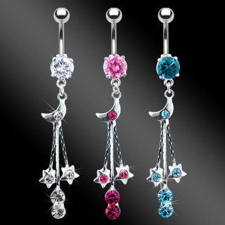 Piercing nombril lune et �toiles