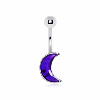 Piercing nombril lune d'Opale violette