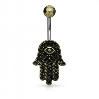Piercing nombril main de fatma style antique avec oeil