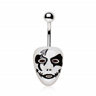 Piercing nombril masque de catcheur noir et blanc