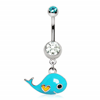 Piercing nombril mignonne baleine bleue