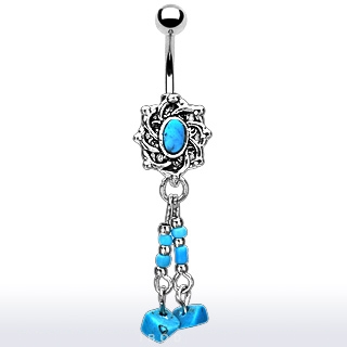 Piercing nombril miroir turquoise