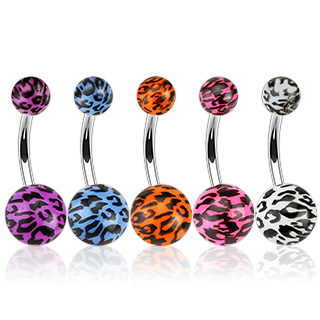 Piercing nombril motif camouflage lopard