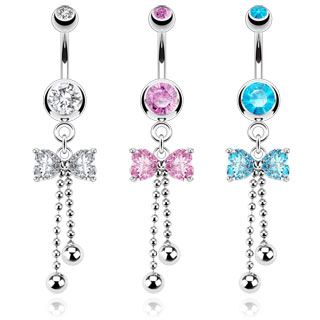 Piercing nombril noeud papillon et cascades de billes