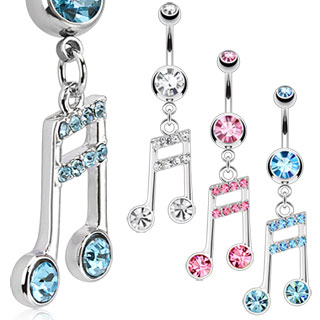 Piercing nombril note de musique double croche