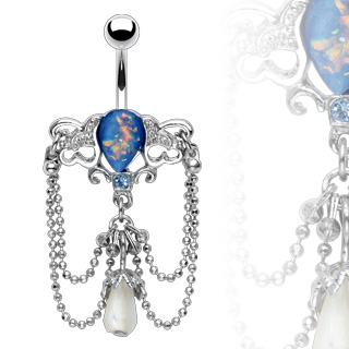 Piercing nombril Opale synth�tique bleue