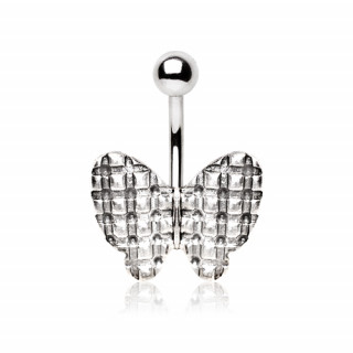 Piercing nombril papillon  ailes en damier