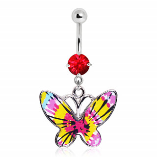 Piercing nombril papillon  ailes multicolores