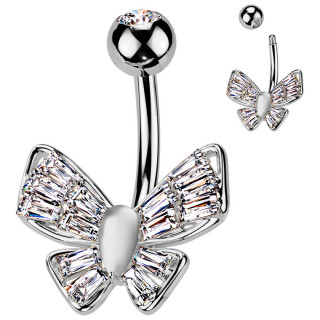 Piercing nombril papillon � ailes de zirconiums �tincelants