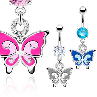 Piercing nombril papillon bicolore