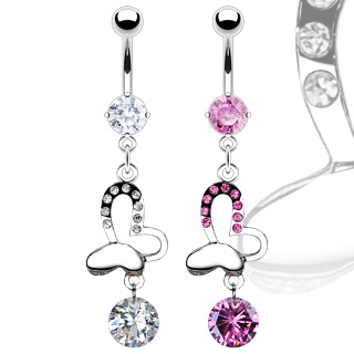 Piercing nombril papillon de coeurs