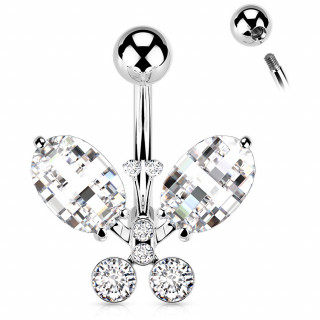 Piercing nombril papillon de zirconiums tincelants